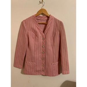 Vintage Pink Pin Stripe Button Up Women's Blazer